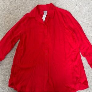 Chico's Scarlet Red Collared Button Up Shirt